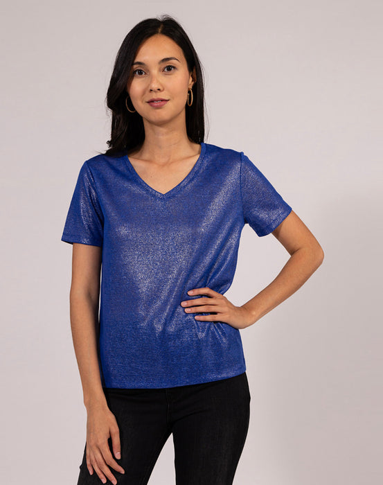 Camiseta de hilo metalizada Color Azul Eléctrico